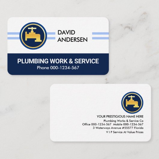 青い配管線上の蛇口 名刺 (正面/裏面)