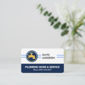 青い配管線上の蛇口 名刺 (スタンド正面)