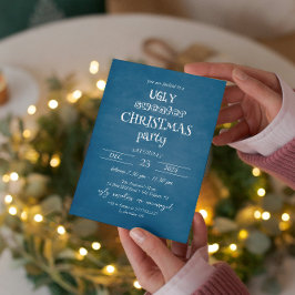 青い醜いセーターのクリスマスパーティー招待状 招待状