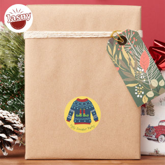 青い醜いセーターパーティー ラウンドシール