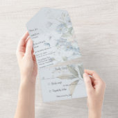 青い野の花(青淡い色の) オールインワン招待状 (貼ってはがせる)