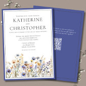 青い野モダン花フォーマル結婚の 招待状