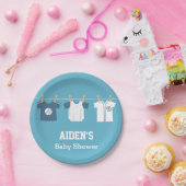 青い野球の男の赤ちゃんのシャワーの供給 ペーパープレート (パーティー)