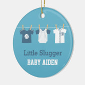 青い野球の男の赤ちゃんの子供部屋の装飾 セラミックオーナメント (左)