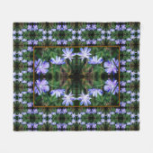 青い野生のチコリの花のパターン フリースブランケット (正面(横))