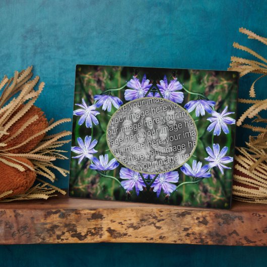青い野生のチコリーの花あなたの写真を追加 フォトプラーク (側面)