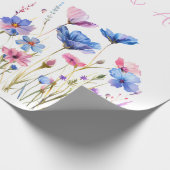 青い野生の花のウェディング/シャワーのお祝い ラッピングペーパー (角)