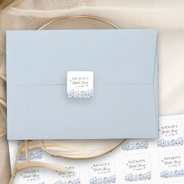 青い野生の花のシャワーのためのデリケートな花のデザイン スクエアシール