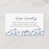 青い野生の花のブライダルシャワー レシピリクエスト エンクロージャーカード (正面)