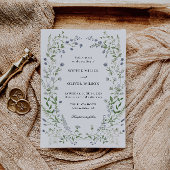 青い野生の花のリースの結婚式招待状 招待状