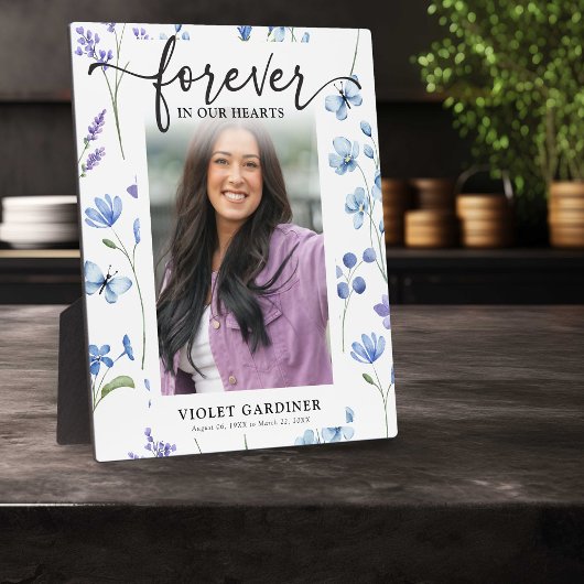 青い野生の花の写真 永遠に私たちの心の中に フォトプラーク