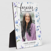 青い野生の花の写真 永遠に私たちの心の中に フォトプラーク (側面)