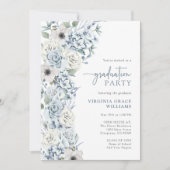 青い野生の花の卒業式 招待状 (正面)