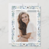 青い野生の花の卒業式 招待状 (裏面)