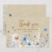 青い野生の花の感謝 サンキューカード (正面/裏面)
