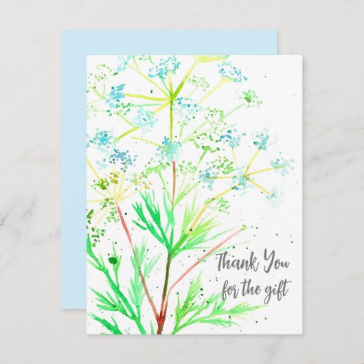 青い野生の花の水彩画のギフトに感謝 サンキューカード (正面/裏面)