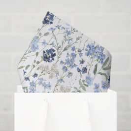 青い野生の花の水彩画 薄葉紙