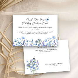 青い野生の花の繊細な花のブランク エンクロージャーカード