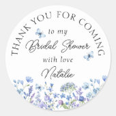 青い野生の花の花束　ご来場ありがとうございました ラウンドシール (正面)