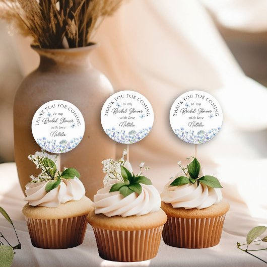 青い野生の花の花束 ご来場ありがとうございます ラウンドシール