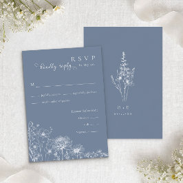 青い野生の花の返信カード ペリウィンクル 結婚式 エンクロージャーカード