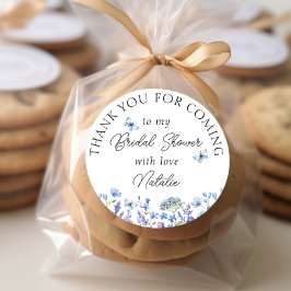 青い野生の花 Sweet Floral 来てくれてありがとう ラウンドシール