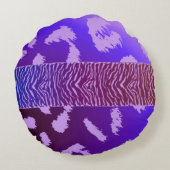 青い野生動物のパターン ラウンドクッション (裏面)