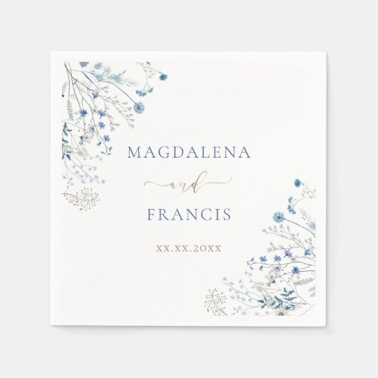 青い野結婚花 スタンダードカクテルナプキン (正面)