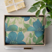 青い野花ヴィンテージephemeraパターン 薄葉紙 (ギフト)