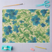 青い野花ヴィンテージephemeraパターン 薄葉紙 (クラフト)