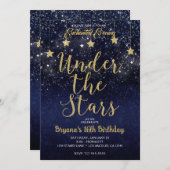 青い金と星の下のスターナイト スイート16 招待状 (正面/裏面)