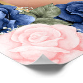 青い金ゴールドお祝いの写真の葬儀サイン ポスター (角)