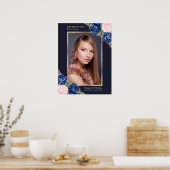 青い金ゴールドお祝いの写真の葬儀サイン ポスター (キッチン)