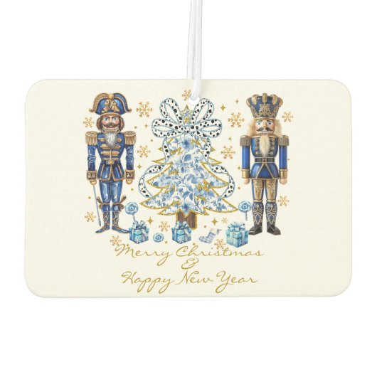 青い金ゴールドくるみ割りカーズメリークリスマス カーエアーフレッシュナー (裏面)