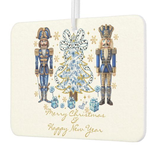 青い金ゴールドくるみ割りカーズメリークリスマス カーエアーフレッシュナー (左)