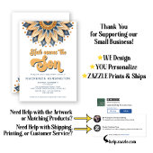 青い金ゴールドこ来この息子の赤ちゃんシャワー 招待状