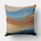 青い金ゴールドとブロンズのブラシストローク クッション (裏面)