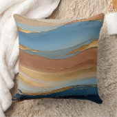 青い金ゴールドとブロンズのブラシストローク クッション (ブランケット)