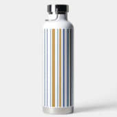 青い金ゴールドと白いビーチの色のストライプ ウォーターボトル (右面)