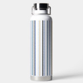 青い金ゴールドと白いビーチの色のストライプ ウォーターボトル (背面)