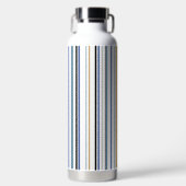 青い金ゴールドと白いビーチの色のストライプ ウォーターボトル (正面)