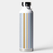 青い金ゴールドと白いビーチの色のストライプ ウォーターボトル (左面)