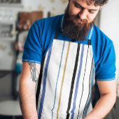 青い金ゴールドと白いビーチの色のストライプ エプロン