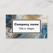 青い金ゴールドと白い大理石の名刺 名刺 (正面)