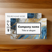 青い金ゴールドと白い大理石の名刺 名刺