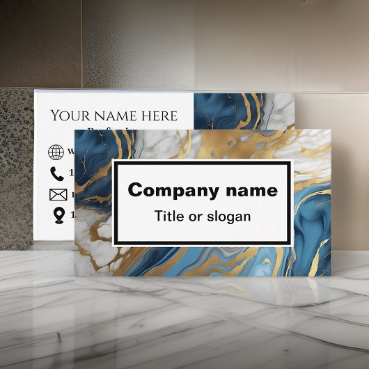 青い金ゴールドと白い大理石の名刺 名刺