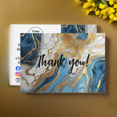青い金ゴールドと白い大理石サンキューカード サンキューカード