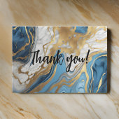 青い金ゴールドと白い大理石サンキューカード サンキューカード
