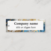 青い金ゴールドと白い大理石価格ラベル スキニー名刺 (正面)