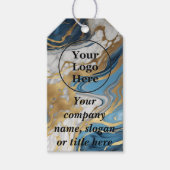 青い金ゴールドと白い大理石 ギフトタグ (正面)